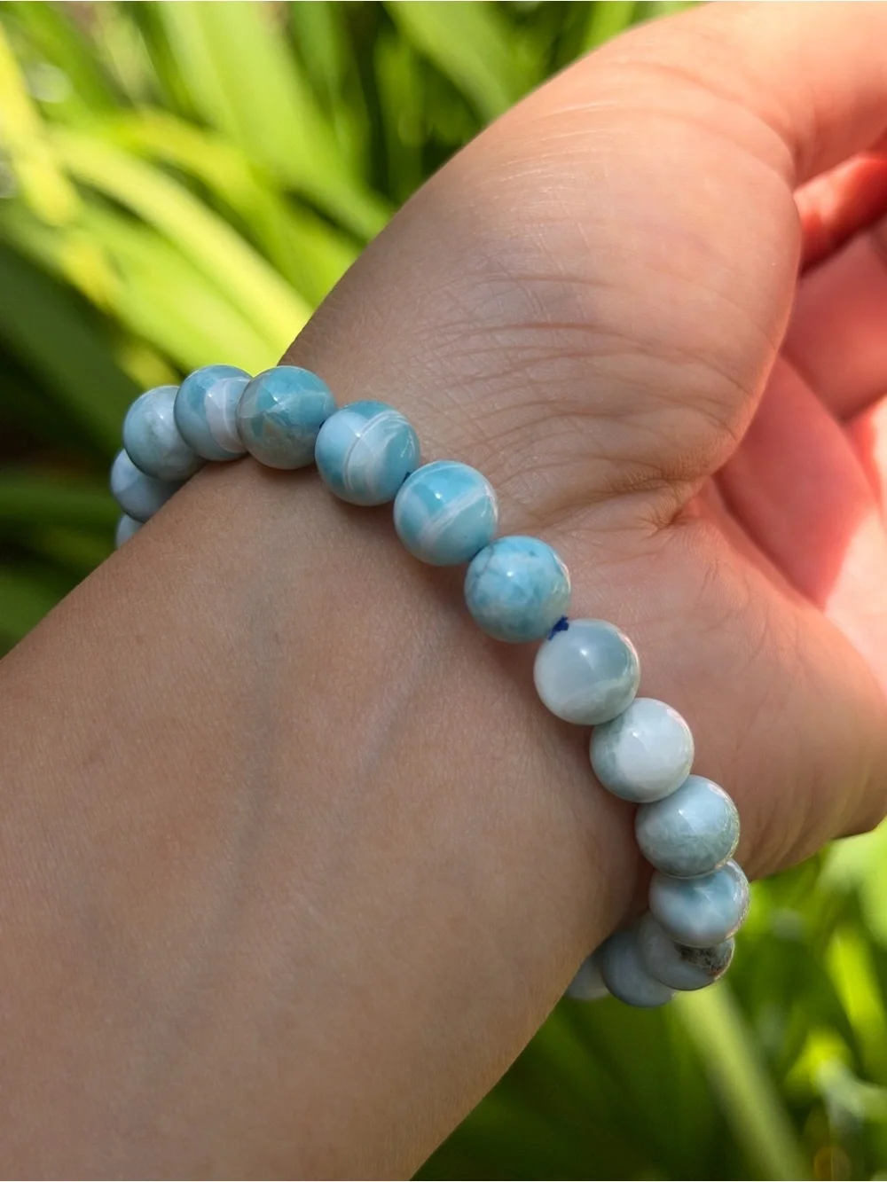 8.5mm stretchable larimar bracelet 2056